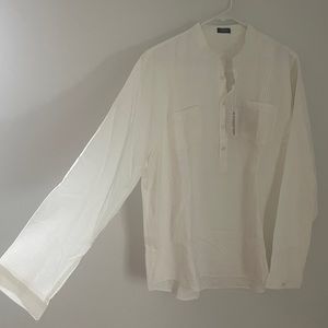 Men's White Long Sleeve Shirt | XL